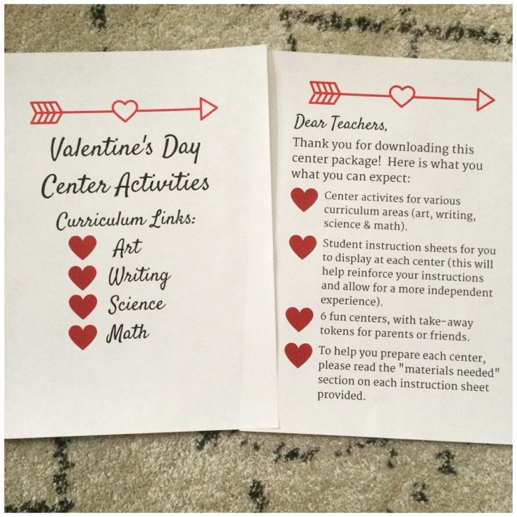 Valentine’s Day Activities – Centers Package – My Everyday Classroom