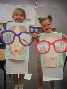 Create self portraits with giant glasses that look in to the future. This could be: their upcoming summer, next year or their future careers.